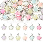 30Pcs Transparent Acrylic & Alloy Pendants, Flower Charms, with Brass Findings, Mixed Color, 22mm(PALLOY-YW00181)