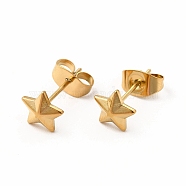 304 Stainless Steel Star Stud Earrings for Women, Real 18K Gold Plated, 6.5x7mm, Pin: 0.7mm(X-EJEW-C004-08G)