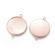 201 Stainless Steel Cabochon Connector Settings, Plain Edge Bezel Cups, Flat Round, Rose Gold, Tray: 30mm, 42x32x2mm, Hole: 3mm(STAS-F191-15RG-J)