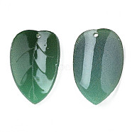 Plastic Pendants, Leaf, Green, 23x13~15x3~4mm, Hole: 1mm(KY-N015-127)