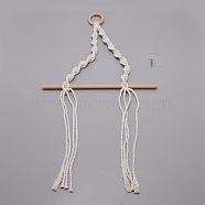 Toilet Wall Hanging Hand-Woven Rope Holder, for Roll Paper Wall Shelf Bathroom Accessories, White, 590x305x9mm(AJEW-TAC0030-06)