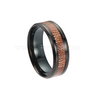 Titanium Steel Wide Band Finger Rings, with Acacia, Gunmetal, US Size 10 1/4(19.9mm)(X-RJEW-T005-10-10)