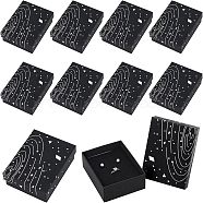 Cardboard Jewelry Boxes, with Black Sponge Mat, for Jewelry Gift Packaging, Rectangle with Galaxy Pattern, Black, 9.3x7.3x3.25cm(CON-NB0001-92D)