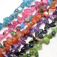 Natural Nuggets Crackle Agate Beads Strands, Dyed & Heated, Mixed Color, 8~16x8~12x6~10mm, Hole: 1mm, about 59~60pcs/strand, 15~16 inch(G-P032-M)