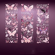 3 Sheets Hot Stamping PVC Waterproof Decorative Stickers, Self-adhesive Butterfly Decals, for DIY Scrapbooking, Pink, 180x60mm(PW-WG37831-03)