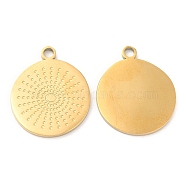Ion Plating(IP) 316L Surgical Stainless Steel Pendants, Flat Round Charm, Real 18K Gold Plated, 17x14.5x1mm, Hole: 1.4mm(STAS-D078-16G)