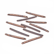 Tibetan Style Bar Links connectors, for Jewelry Design, Cadmium Free & Nickel Free & Lead Free, Strip, Red Copper, 3x33x1mm, Hole: 1mm(TIBE-A14039-R-FF)
