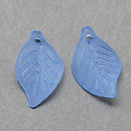 Transparent Acrylic Pendants, Frosted, Leaf, Cornflower Blue, 18x11x3mm, Hole: 2mm, about 1877pcs/500g(FACR-R007-09)