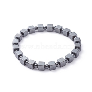 Unisex Stretch Bracelets, with Non-Magnetic Synthetic Hematite Beads, Round & Cube, 2-1/4 inch(5.6cm)(BJEW-JB04845-03)