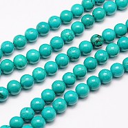 Natural Magnesite Beads Strand, Round, Dyed & Heated, Turquoise, 10mm, Hole: 1mm(TURQ-G096-10mm)