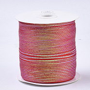 Nylon Ribbons, with Sparkle Metallic Cord, for Gift Package, Party Wedding Decoration, Red, 1/8 inch(3.5mm) , about 500yards/roll(457.2m/roll)(NWIR-N014-01H)