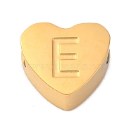 Ion Plating(IP) Tarnish Resistant 304 Stainless Steel Beads, Heart with Letter, Golden, Letter E, 7x8x3mm, Hole: 2mm(STAS-H219-16G-E)