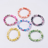 Natural Jade Beaded Stretch Bracelet, Dyed, Round, Mixed Color, 2 inch(5cm), beads: 6mm(BJEW-P214-M-6mm)