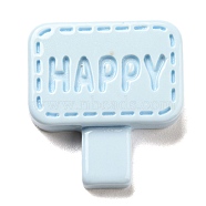 Opaque Resin Cabochons, Street Signs with Word Happy, Light Cyan, 20x19x5mm(CRES-P025-A03)