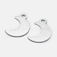 925 Sterling Silver Charms, Moon, with S925 Stamp, Silver, 11x7x0.5mm, Hole: 1mm(STER-I014-19S)