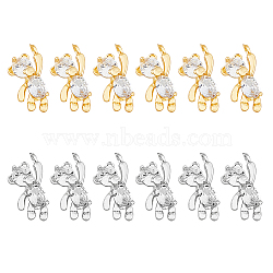 12Pcs 2 Colors Brass Micro Pave Cubic Zirconia Charms, Real 18K Gold Plated, Bear, Platinum & Golden, 12x6x3mm, Hole: 1mm, 6pcs/color(KK-HY0003-13)