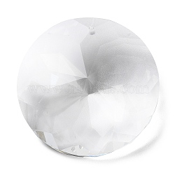 Transparent Glass Pendants, Faceted, Flat Round Charms, for Chandelier Crystal Hanging Pendants, Clear, 45x18mm, Hole: 1.8mm(GLAA-Q093-02)