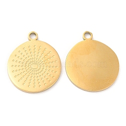 Ion Plating(IP) 316L Surgical Stainless Steel Pendants, Nickel Free, Flat Round Charm, Real 18K Gold Plated, 17x14.5x1mm, Hole: 1.4mm(STAS-D078-16G)