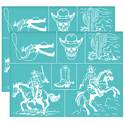 Self-Adhesive Silk Screen Printing Stencil, for Painting on Wood, DIY Decoration T-Shirt Fabric, Turquoise, Horse, 280x220mm(DIY-WH0338-341)