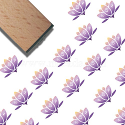 Square Wooden Stamps, with Rubber, for DIY Scrapbooking, Flower, 40x15x15mm(DIY-WH0546-005)