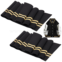 2Pcs 95% Cotton & 5% Elastic Fiber Ribbing Fabric for Cuffs, Waistbands Neckline Collar Trim, Metallic Stripe Pattern  Edge Trimming, Black, Gold, 950~1100x135~140x2mm(FIND-BC0004-47A)