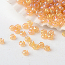 12/0 Grade A Round Glass Seed Beads, Transparent Colours Rainbow, Wheat, 2x1.5mm, Hole: 0.5mm, about 45000pcs/pound(SEED-A022-F12-532)