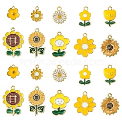 30Pcs 10 Styles Alloy Enamel Pendants, Flower Charm, Gold, 13~28x11~20.5x1~3mm, Hole: 1.6~2mm, 3pcs/style(ENAM-YW0005-36)