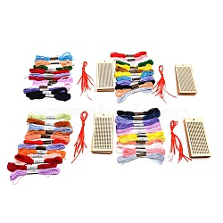 DIY Bookmark Making Kits, Including Rectangle Wooden Frame, Cotton Thread and Ribbon, Mixed Color, Wooden Frame: 310x3mm, 8pcs/set(DIY-WH0185-05)