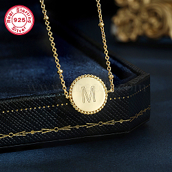 Golden Stainless Steel Pendant Necklaces, Initial Letter, Letter M, 15.75 inch(40cm)(SZ6365-4)