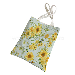 Flower Printed Canvas Women's Tote Bags, with Handle, Shoulder Bags for Shopping, Rectangle, Yellow, 66.5cm, Bag: 39.5~40x32.5~33x0.2cm(ABAG-L018-C01)