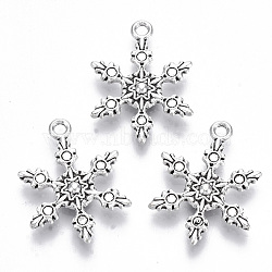 Tibetan Style Alloy Pendants, Lead Free & Cadmium Free, Snowflake, Antique Silver, 23x17.5x2.5mm, Hole: 1.8mm(X-TIBE-N010-29AS-RS)