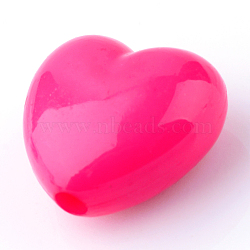 Opaque Acrylic Beads, Heart, Deep Pink, 12x14.5x5.5mm, Hole: 1.5mm(X-SACR-S788-C04)