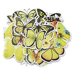 Butterfly 50Pcs Paper Scrapbook Stickers, for DIY Album Scrapbook, Diary Decoration, Yellow, 30~67x39~79x0.2mm(DIY-I114-01C)