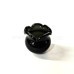 Glass Bead Cone for Wind Chimes Making, Campanula Medium L, Black, 15x16mm, Hole: 2.7mm(X-GLAA-Z003-01L)