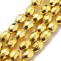 Synthetic Magnetic Hematite Beads Strands, Faceted, Oval, Golden Plated, 7x4~4.5x5.5mm, Hole: 1.2mm, about 65pcs/strand, 15.75''(40cm)(G-P518-07G)