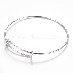 Adjustable 304 Stainless Steel Expandable Bangle Making, Stainless Steel Color, 2-1/2 inch(63~65mm)(X-BJEW-G515-02P)