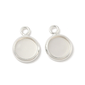 Flat Round Brass Pendant Cabochon Settings, Rack Plating Round Blank Bezel Trays, Long-Lasting Plated, Lead Free & Cadmium Free, 925 Sterling Silver Plated, Tray: 6.5mm, 11x8x1mm, Hole: 1.5mm