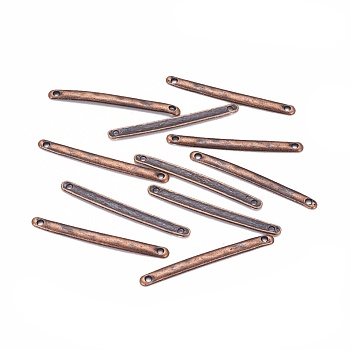 Tibetan Style Bar Links connectors, for Jewelry Design, Cadmium Free & Nickel Free & Lead Free, Strip, Red Copper, 3x33x1mm, Hole: 1mm