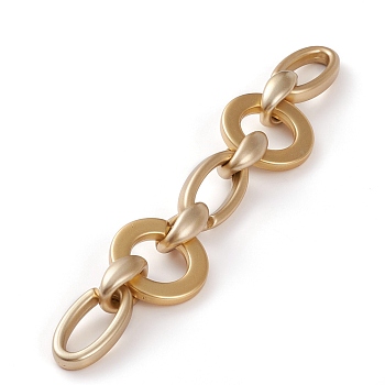 Handmade Opaque Spray Painted Acrylic Link Chains, with Spray Painted CCB Plastic Quick Link Connector, Gold, 31.5x4.5mm, 23x16x9mm, 35x19x6mm,  39.37 inch(1m)/strand