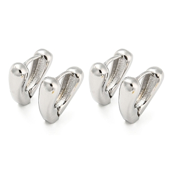 Rack Plating Brass Triangle Hoop Earrings, Lead Free & Cadmium Free, Platinum, 16.5x5.5mm