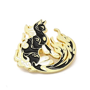 Animal Enamel Pin, Light Gold Alloy Badge for Clothes Backpack, Cat Pattern, 28x27x1.5mm