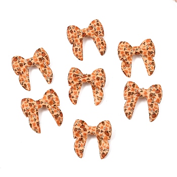 Autumn Food Grade Eco-Friendly Printed Silicone Beads, Focal Beads, Pumpkin Maple Leaf Fox Bowknot, Sandy Brown, 39x40x14mm, Hole: 2.5mm