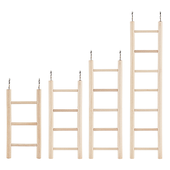 Wooden Pet Ladder Stand, with Iron Hook, BurlyWood, 32x7x1cm, 4pcs/set