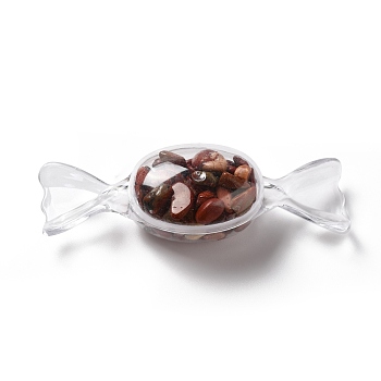 Natural Red Jasper Chip Decorates, with Transparent Plastic Storage Box, Candy, 25x82.5x23mm
