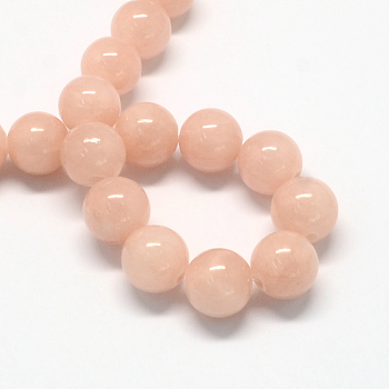 Natural Dyed Yellow Jade Gemstone Bead Strands, Round, Dark Salmon, 8mm, Hole: 1mm, about 50pcs/strand, 15.7 inch