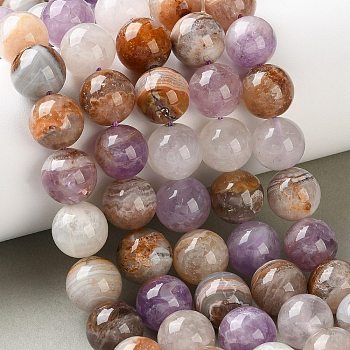 Natural Amethyst Lace Agate Beads Strands, Smooth Round, 12~13mm, Hole: 1.2mm, about 35pcs/strand, 16.02~16.26''(40.7~41.3cm)