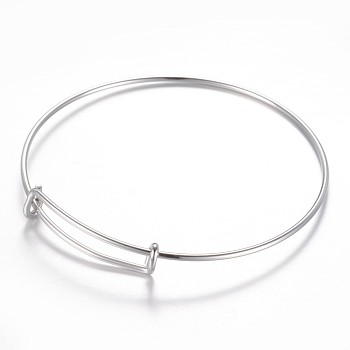 Adjustable 304 Stainless Steel Expandable Bangle Making, Stainless Steel Color, 2-1/2 inch(63~65mm)