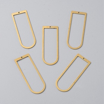 Brass Pendants, Arch Charm, Raw(Unplated), 44x16.5x0.8mm, Hole: 1.4mm