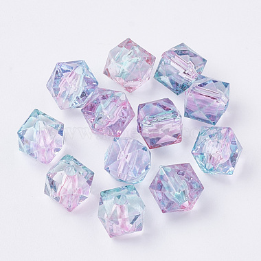 8mm Pink Polygon Acrylic Beads