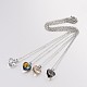 Heart Electroplated Glass Pendant Necklaces(NJEW-JN01390)-1